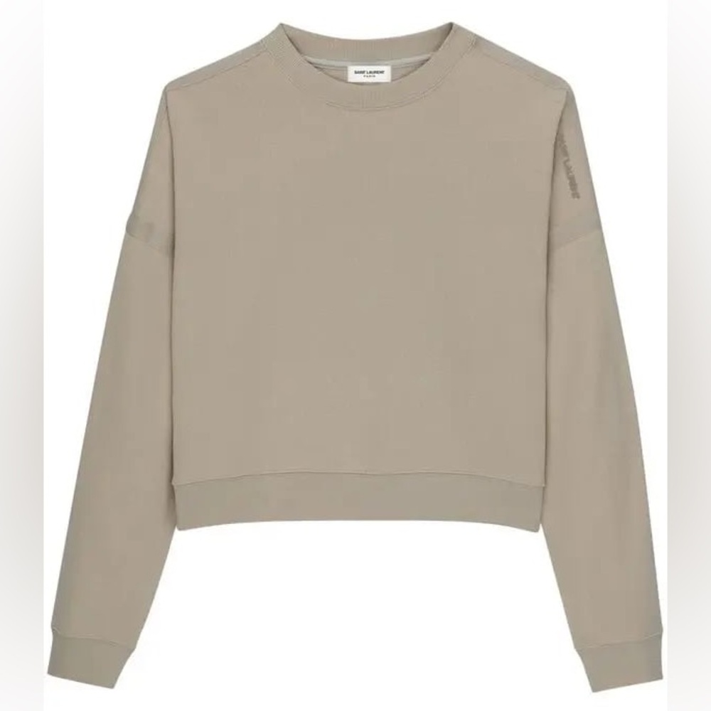 NWT Saint Laurent Cropped-hem Cotton-jersey Sweatshirt